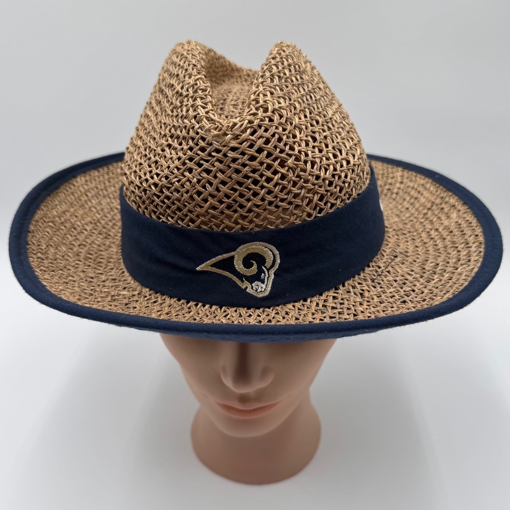 New Era Equipment NFL Los Angeles Rams Straw Hat Mens‎ Tan Blue